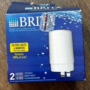 Brita Faucet Replacement Filter 2 Pack White FR-200 Fits All Brita Faucet System